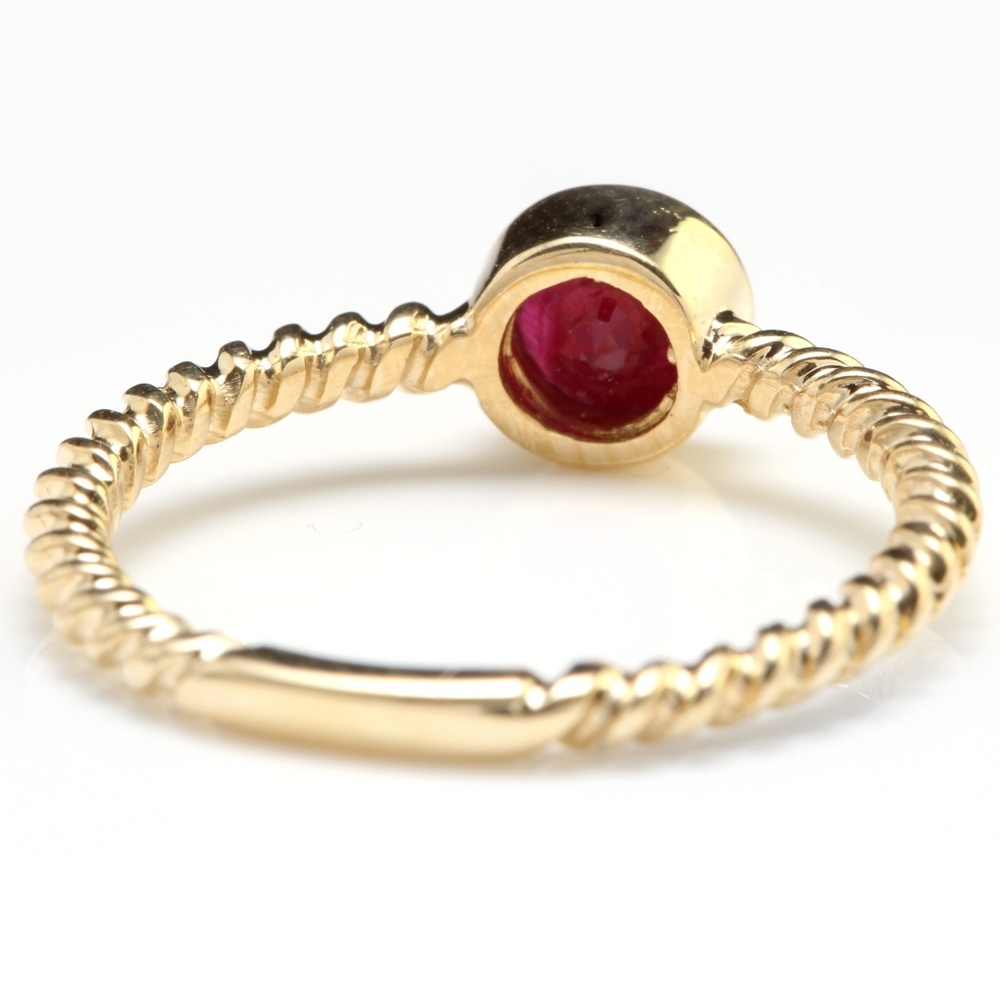 Splendid Natural Ruby 14k Solid Yellow Gold Ring - image 4